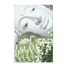 Im Garten - Quan Yin u. Blumen Leinwanddrucke