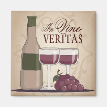 Im Vino-Veritas-Wein-Flaschenglas u. den Trauben Kühlschrankmagnete