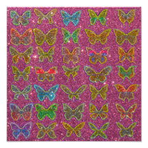 Image of Glitter Colorful Butterflies Photo Art