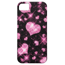 Imitat-rosa Glitter-Herzen Hülle Fürs iPhone 5