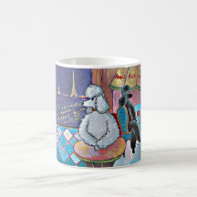 Impressionist-Kunst-Pudel-Paris-Café-Becher-Schale Kaffee Tassen