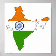 Indien-Flaggen-Karte Größengleich Posterdruck