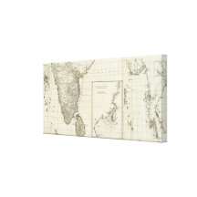Indien gravierte Karte Leinwand Drucke