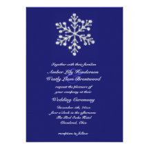 Indigo der Winter-Schneeflocke-Hochzeits-Einladung