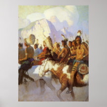 Indisches Kriegs-Party durch Vintagen amerikanisch Plakatdruck