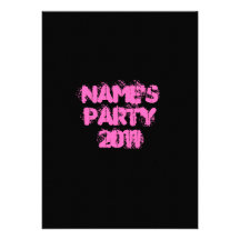 Individueller Name. Party 2011. Rosa und Schwarzes Individuelle Einladungskarten