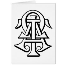 Ineinandergegriffene Buchstaben AlphaTau Omega Grußkarte