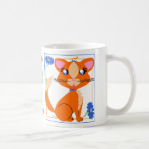 Ingwer-ToonKitty mit Blumen-Becher Teetasse