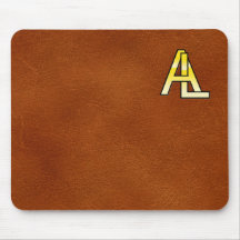 Initialen A und L aus Gold auf Ledergrund Mousepads