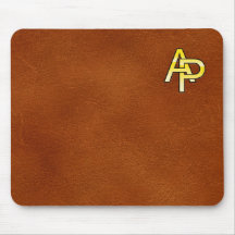 Initialen A und P aus Gold auf Ledergrund Mousepads