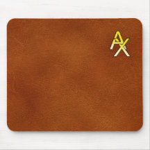 Initialen A und X aus Gold auf Ledergrund Mousepads