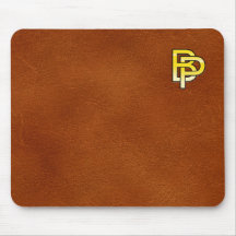 Initialen B und P aus Gold auf Ledergrund Mousepad