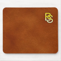Initialen B und S in Gold auf Ledergrund Mousepad
