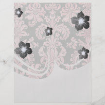 inricate Vintager rosa Damast auf tiefem Grau Bedruckte Flyer