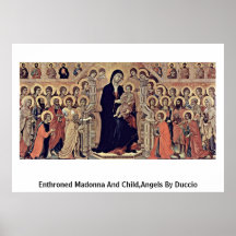 Inthronisiertes Madonna und Kind, Engel durch Ducc Plakat