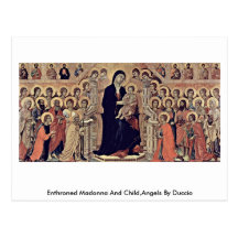 Inthronisiertes Madonna und Kind, Engel durch Ducc Postkarte