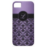 iPhone5 lila und schwarzes Damast-Monogramm iPhone 5 Case