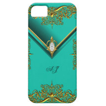 iPhone 5 Monogramm-königliches elegantes Jade-Gold Schutzhülle Fürs iPhone 5