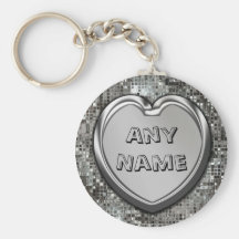 Irgendein Name auf silbernem Herzen Keychain Schlüsselband