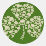 Irische Kleeblatt-Schädel Runder Sticker