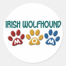 IRISCHER WOLFHOUND Mamma-Tatzen-Druck 1 Runde Aufkleber