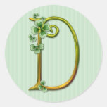 Irisches Goldmonogramm D Runder Sticker