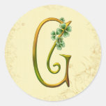 Irisches Goldmonogramm G Runder Aufkleber