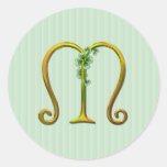 Irisches Goldmonogramm M Runde Aufkleber