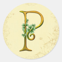 Irisches Goldmonogramm P Runde Aufkleber