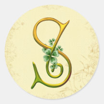 Irisches Goldmonogramm S Runder Sticker