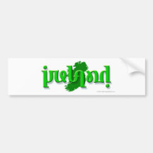 "Irland" ambigram auf einer Silhouette von Irland Auto Aufkleber