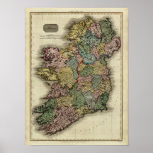 Irland-Karte 1813 durch John Pinkerton Plakat