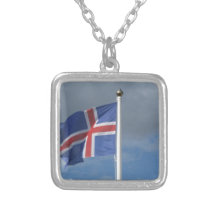 Island Flagge im Wind Halsketten
