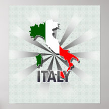 Italien-Flaggen-Karte 2,0 Plakatdruck