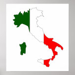 Italien-Flaggen-Karte Größengleich Posterdruck