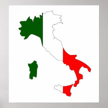 Italien-Flaggen-Karte Größengleich Posterdruck