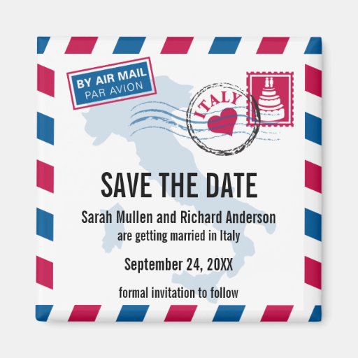 Italien-Luftpost, die Save the Date Wedding ist Kühlschrankmagnete