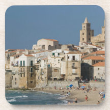 Italien, Sizilien, Cefalu, Stadtansicht mit Duomo  Untersetzer