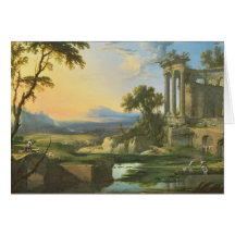 Italienische Landschaft mit Ruinen Grußkarte