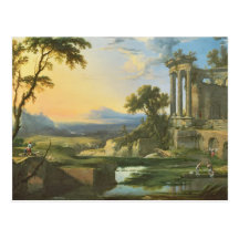 Italienische Landschaft mit Ruinen Postkarte