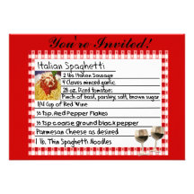 Italienische Rezept-Karten-Einladungen "Spaghettis