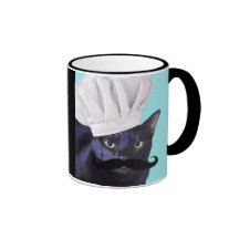 Italienischer Koch, schwarze Katze Kaffeetasse