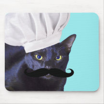 Italienischer Koch, schwarze Katze Mauspads