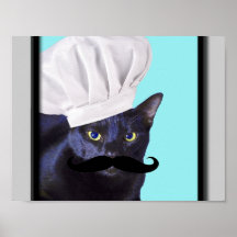 Italienischer Koch, schwarze Katze Plakatdrucke