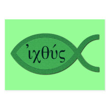 IXOYE christliches Fisch-Symbol - grüne Flächen-Ka Visitenkarte