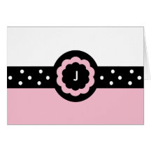 J:: Monogramm-J punktierte rosa u. weiße Karte