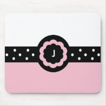 J:: Monogramm-J punktiertes rosa u. weißes Mousepa