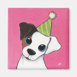 Jack-Russell-Hund in einem Party-Hut Kühlschrankmagnet
