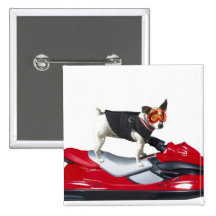 Jack-Russell-Terrier auf Jetski Knopf Anstecknadelbuttons