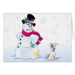 Jack-Russell Terrier und Snowman Grußkarten